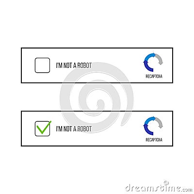 Creative vector illustration of captcha - i am on a robot isolated on background. Art design security login computer code. Abstrac Cartoon Illustration