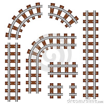 Creative vector illustration of curved railroad isolated on background. Straight tracks art design. Own railway siding Vector Illustration