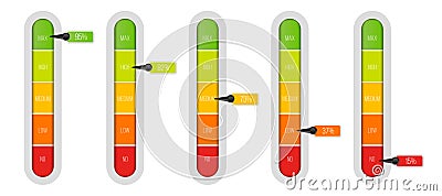 Creative vector illustration of level indicator meter with percentage units isolated on transparent background. Art Vector Illustration