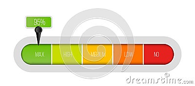 Creative vector illustration of level indicator meter with percentage units isolated on transparent background. Art Vector Illustration