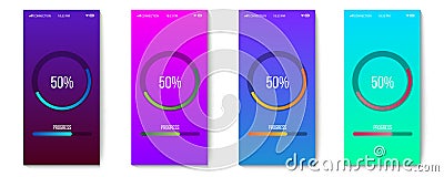 Creative vector illustration of mobile app progress bar loading isolated on transparent background. Art design preloader Vector Illustration