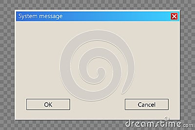 Creative vector illustration of operating system message template, error window isolated on transparent background. Art Vector Illustration