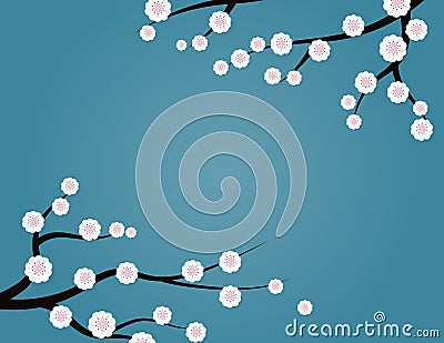 Creative vector illustration plum blossom with branches on background Vector Illustration