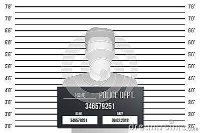 Creative vector illustration of police lineup, mugshot template with a table isolated on transparent background. Art design silhou Cartoon Illustration