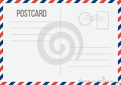 Creative vector illustration of postcard isolated on transparent background. Postal travel card art design. Blank airmail mockup t Cartoon Illustration