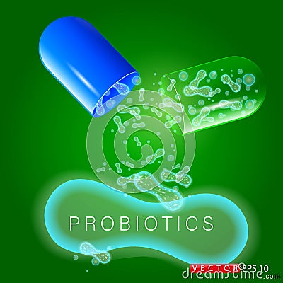 Creative vector illustration of probiotics bacteria isolated on background. Art design microscopic bacteria closeup. Concept Cartoon Illustration