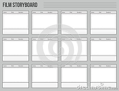 Creative vector illustration of professional film storyboard mockup isolated on transparent background. Art design movie Vector Illustration