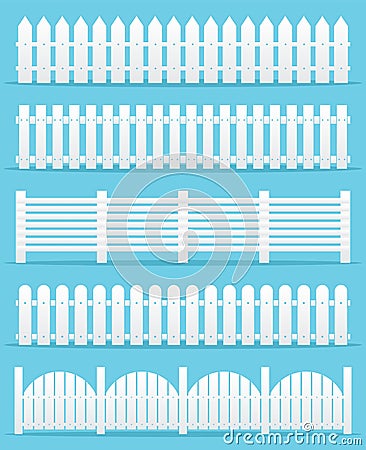 Creative vector illustration of rural wooden fences, pickets isolated on background. Art design. Garden silhouettes wall Vector Illustration