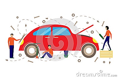 Creative vector illustration of service for repair of cars Vector Illustration