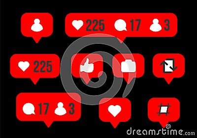 Creative vector illustration of social media sign like, follower, comment isolated on background. Art design bubble Vector Illustration