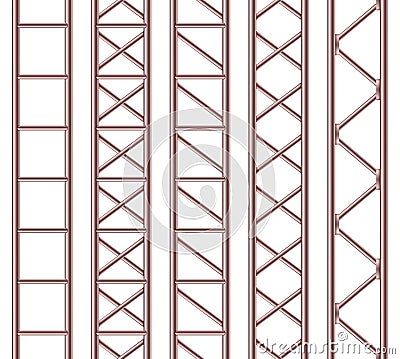 Creative vector illustration of steel truss girder, chrome pipes isolated on transparent background. Art design Vector Illustration