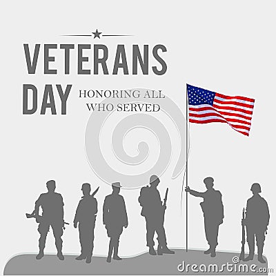 Veterans Day. Honoring all who served. Cartoon Illustration