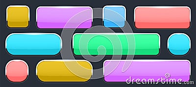 Creative vector illustration of white 3d glass buttons with chrome frame with shadow falling isolated on transparent background. A Cartoon Illustration