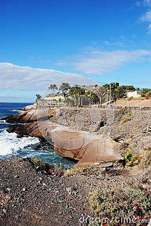 Creative view over the Atlantic Ocean and the coast of Tenerife Stock Photo