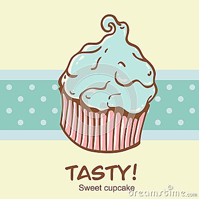 Creative vintage cupcake card Vector Illustration