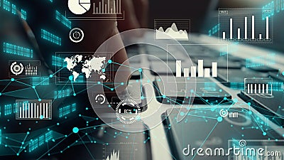 Creative visual of business big data and finance analysis on computer Stock Photo