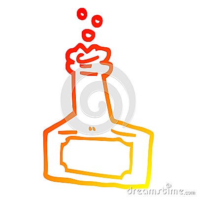 A creative warm gradient line drawing cartoon bubbling bottle Vector Illustration