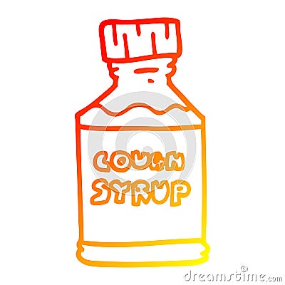 A creative warm gradient line drawing cartoon cough syrup Vector Illustration