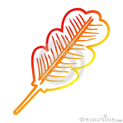 A creative warm gradient line drawing cartoon fallen leaf Vector Illustration