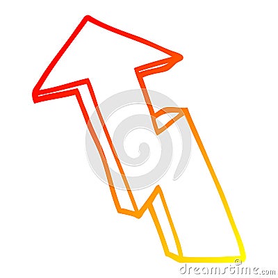 A creative warm gradient line drawing cartoon growth arrow Vector Illustration