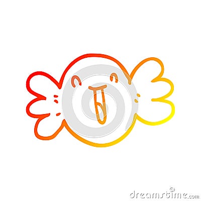 A creative warm gradient line drawing cartoon happy candy Vector Illustration