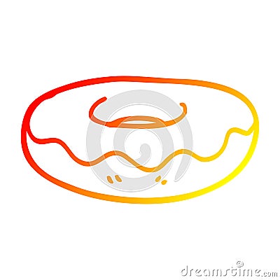 A creative warm gradient line drawing cartoon iced donut Vector Illustration