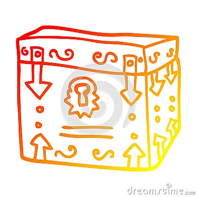 A creative warm gradient line drawing cartoon magical chest Vector Illustration