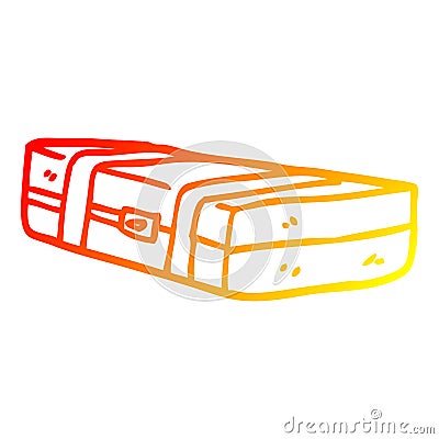 A creative warm gradient line drawing cartoon suit case Vector Illustration