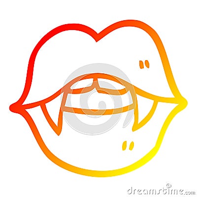 A creative warm gradient line drawing cartoon vampire mouth Vector Illustration