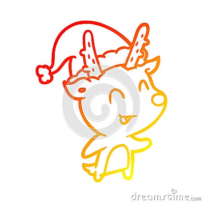 A creative warm gradient line drawing christmas reindeer Vector Illustration