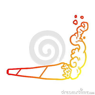 A creative warm gradient line drawing marijuana joint Vector Illustration