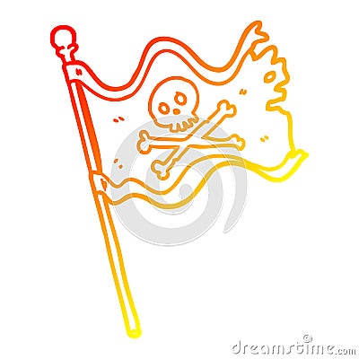 A creative warm gradient line drawing pirate flag Vector Illustration