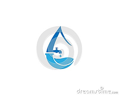Creative Water Drop Plumb Service Logo Design Vector Illustration