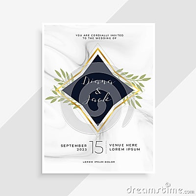 Creative wedding invitation card with marble texture Vector Illustration