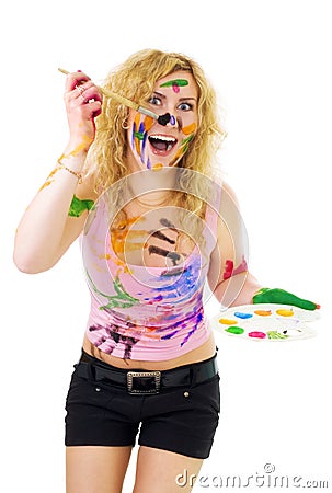 Creative woman painting Stock Photo