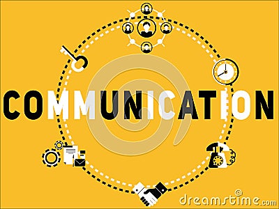 Creative Word concept Communication and icons illustration Cartoon Illustration