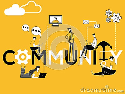 Creative Word concept Community and People doing technical activities Stock Photo