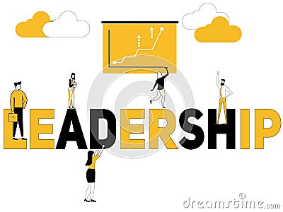 Creative word concept Leadership and multiple peoples Stock Photo