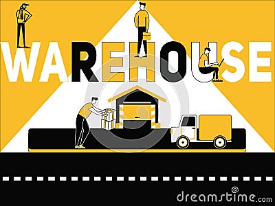 Creative Word concept Warehouse and People doing things Stock Photo