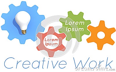 Creative work light bulb gears Stock Photo