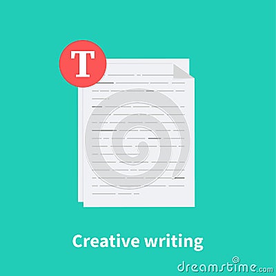 Creative writing. Summary reading, brief report, assignment concept, storytelling and copywriting, grammar review Vector Illustration