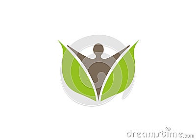 Creative Yoga Person Leaf Logo Vector Vector Illustration