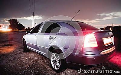 Creatively lighted car Stock Photo