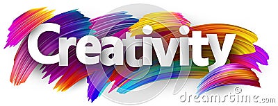 Creativity banner with colorful brush strokes. Vector Illustration