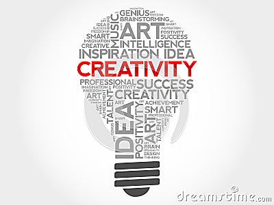 Creativity bulb word cloud collage Stock Photo