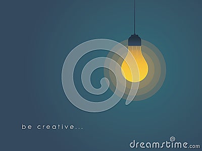 Creativity concept with lightbulb on. New, fresh, creative idea concept. Vector Illustration