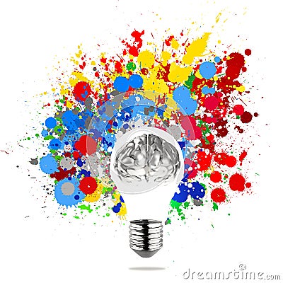 Creativity 3d metal human brain Stock Photo