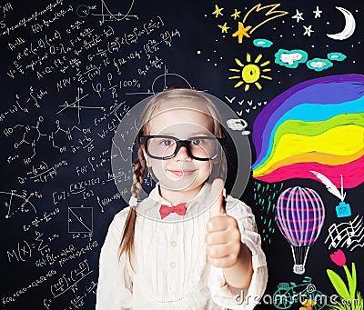 Creativity education concept. Smiling little girl student Stock Photo