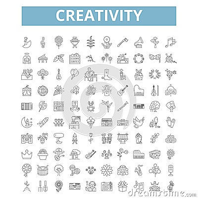 Creativity icons, line symbols, web signs, vector set, isolated illustration Vector Illustration