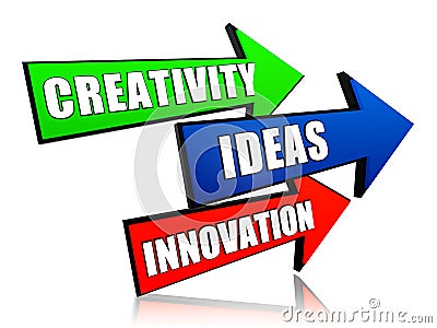 Creativity, idea, innovation in arrows Stock Photo